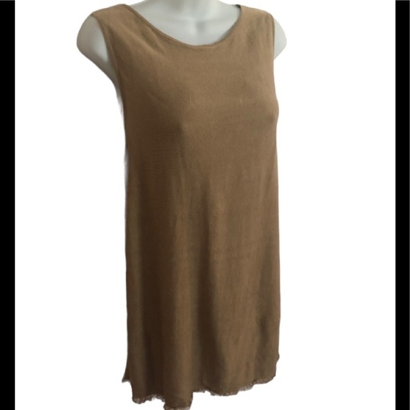 J.Jill Tan Tank/Cardigan Linen Blend 2PC Set W/ Fringe M Trendy - Picture 3 of 7